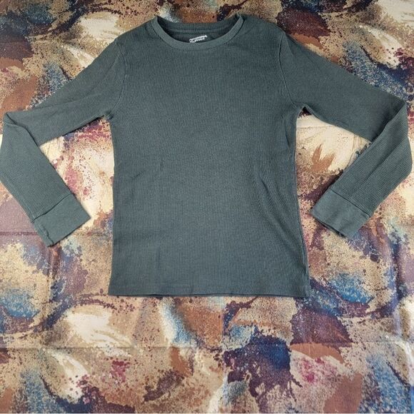Arizona Jean Co Men's Shirt Small Green Long Sleeve Thermal Crew Neck Waffle - Picture 1 of 13